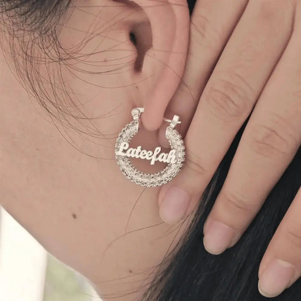 Boucle d'Oreille Créoles Personnalisable - Argent - Bijoux Prénom