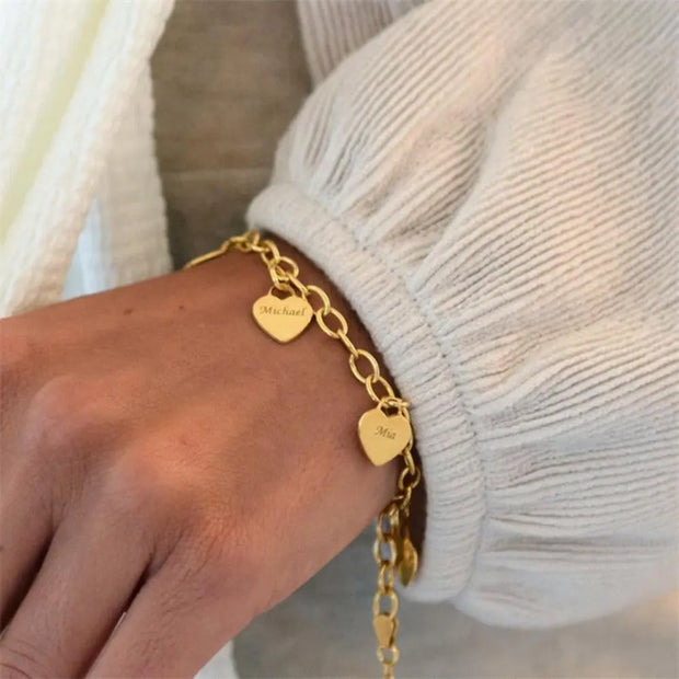 Bracelet Cœur Personnalisé - Chaine Or - Bijoux Prénom