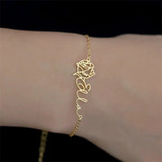 Bracelet Personnalisable - Fleur Plaqué Or - Bijoux Prénom