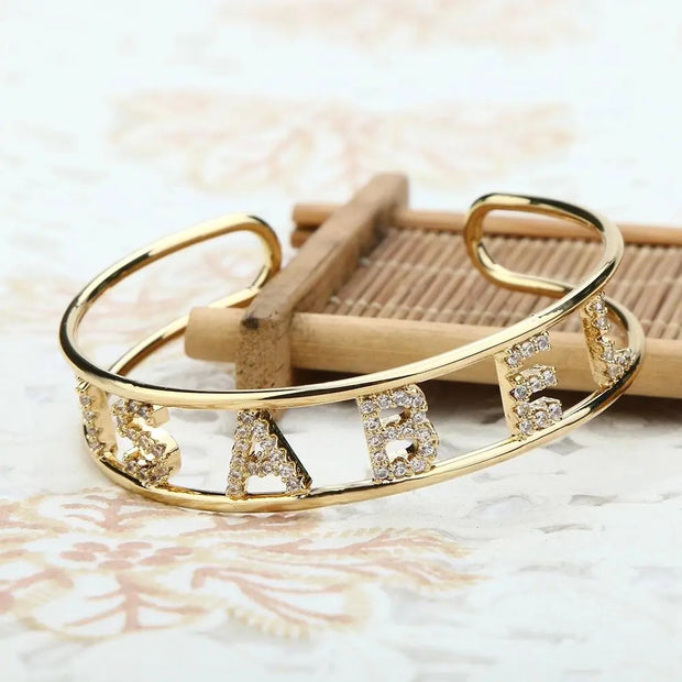 Bracelet Personnalisable - Or Strass - Bijoux Prénom