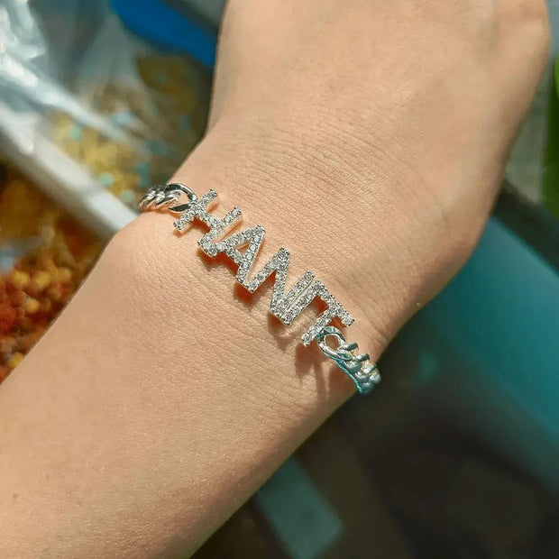 Bracelet Personnalisé - Chaine Cubaine Argent - Bijoux Prénom