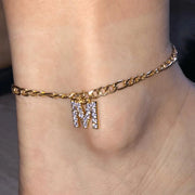 Bracelet de Cheville Personnalisée Initial - Or & Diamant - Bijoux Prénom