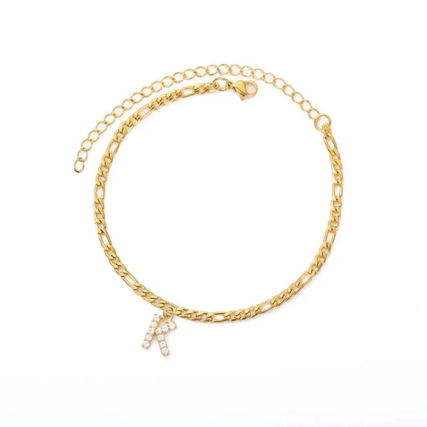 Bracelet de Cheville Personnalisée Initial - Or & Diamant - Bijoux Prénom