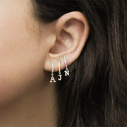 Boucle d'Oreille Initiale en Diamants - Argent Sterling