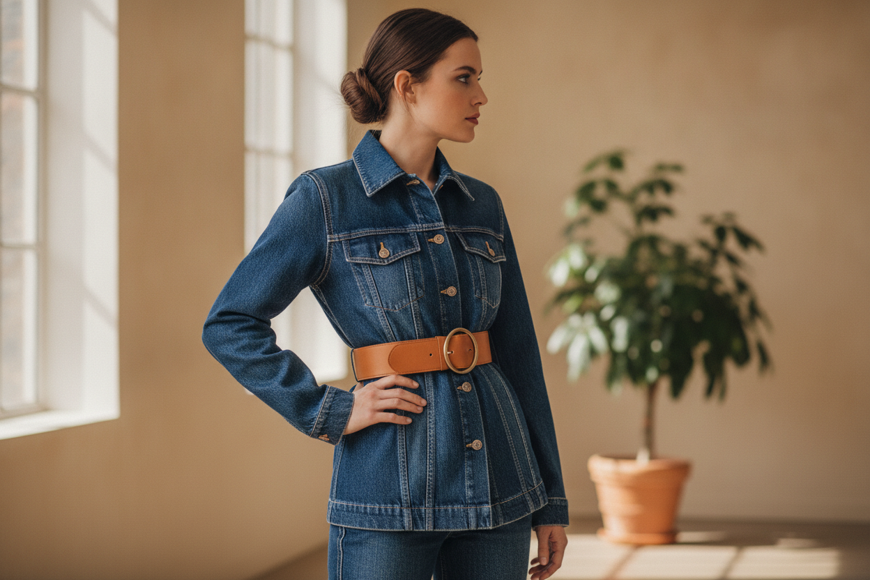 Veste en jean avec ceinture : bien la choisir, la porter et la garder longtemps
